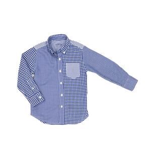 Crewcuts Blue Gingham Button Down Long Sleeve Shirt